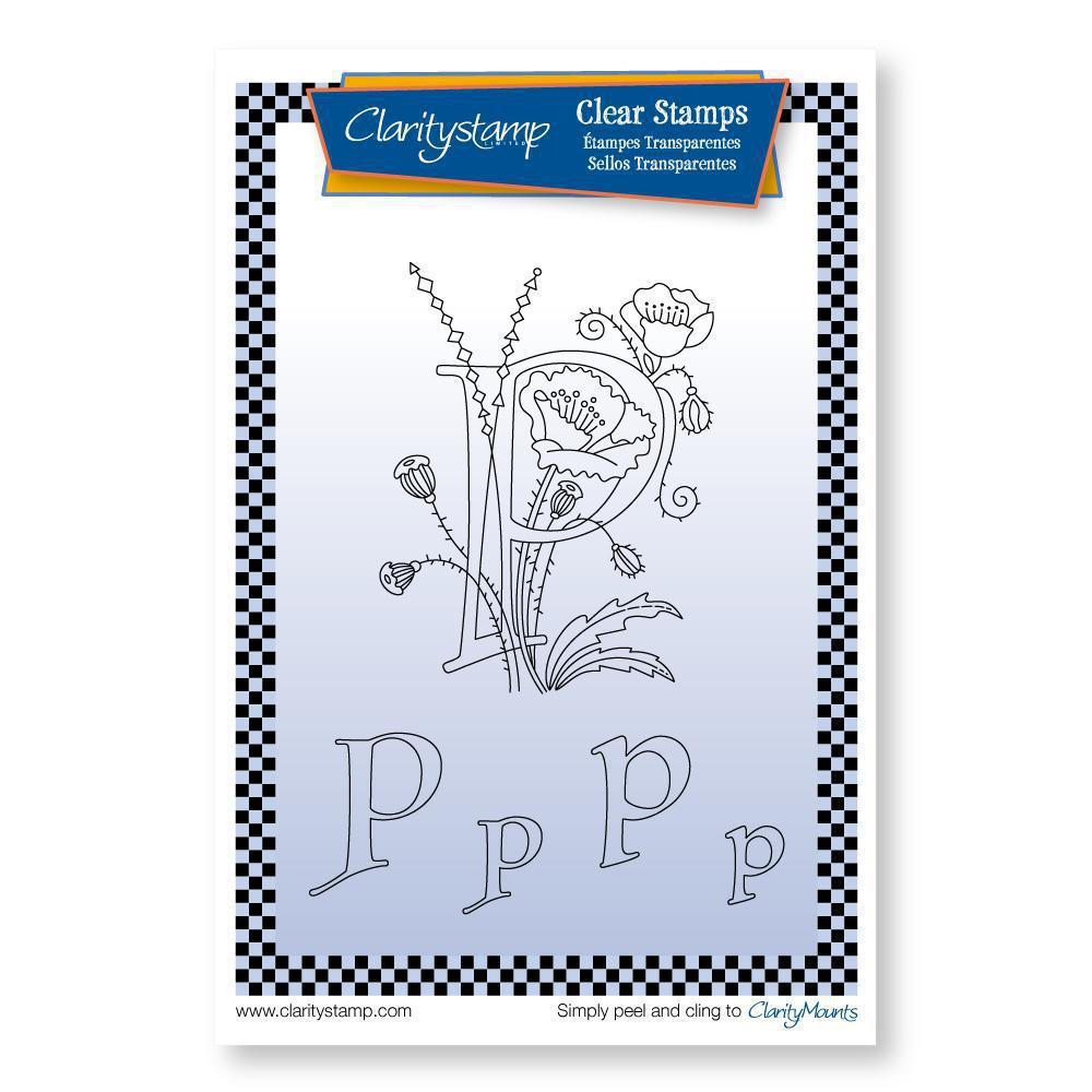 Floral Alphabet - Letter P - A6 Square Stamp Set