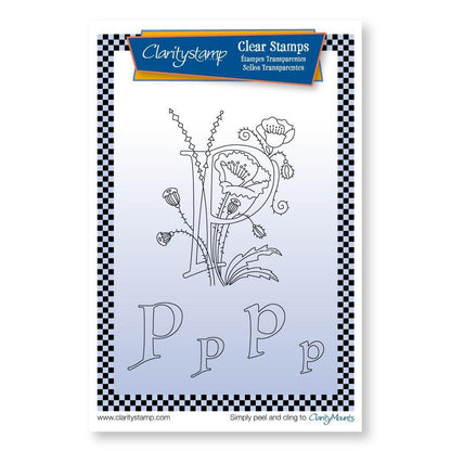 Floral Alphabet - Letter P - A6 Square Stamp Set