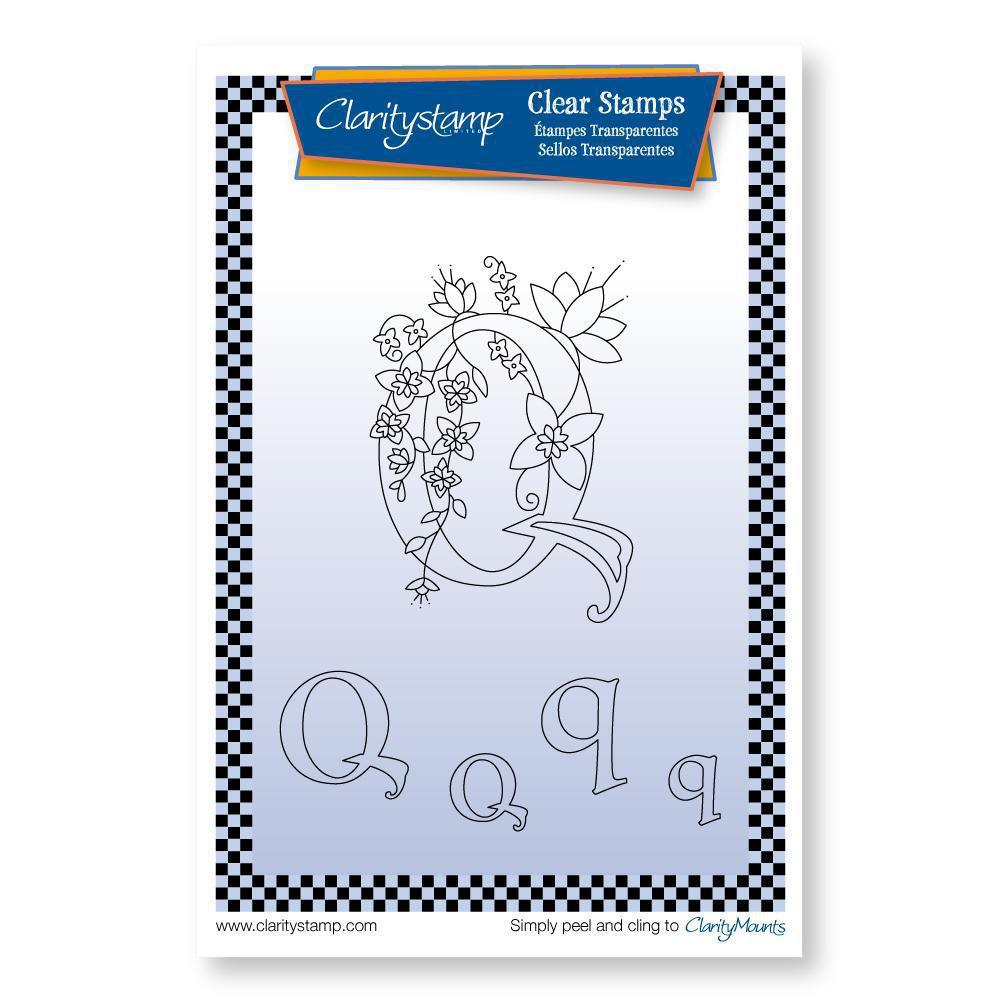 Floral Alphabet - Letter Q - A6 Square Stamp Set
