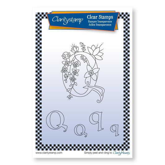 Floral Alphabet - Letter Q - A6 Square Stamp Set