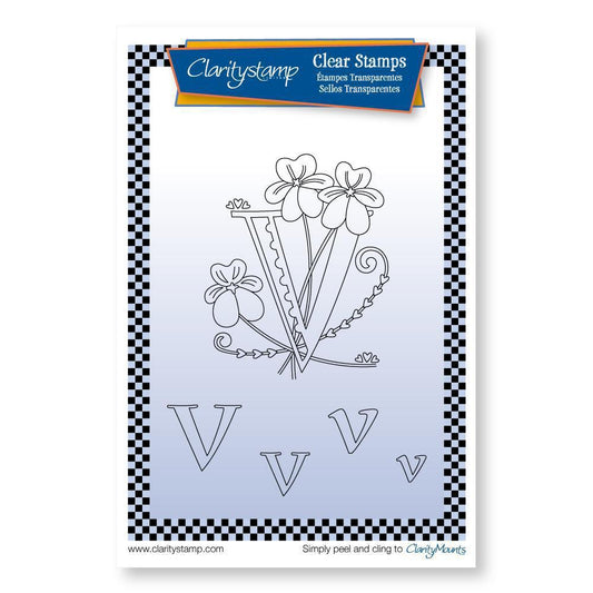 Floral Alphabet - Letter V - A6 Square Stamp Set