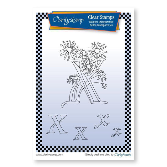 Floral Alphabet - Letter X - A6 Square Stamp Set