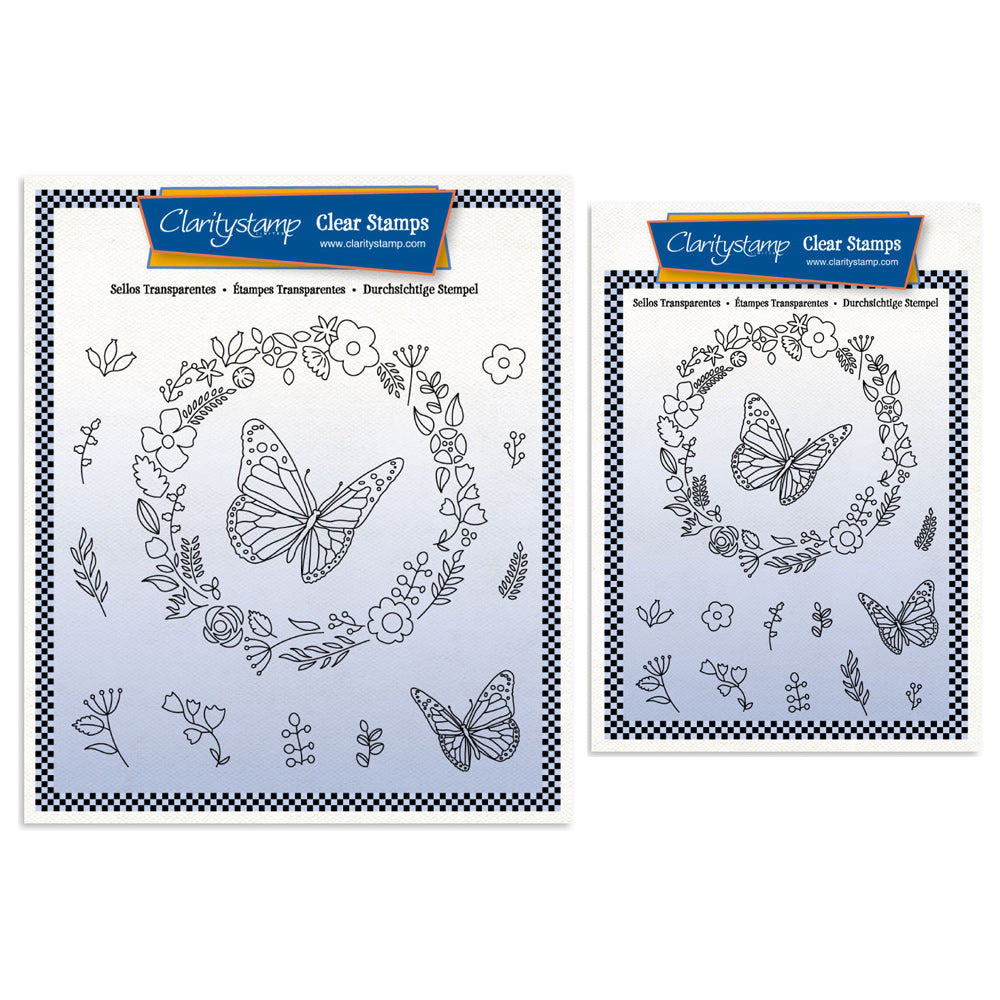 Butterfly Wreath A5 Square & A6 Square Stamp & Mask Collection