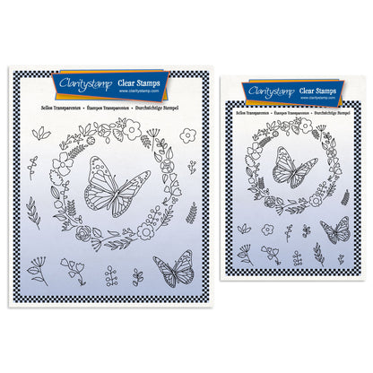 Butterfly Wreath A5 Square & A6 Square Stamp & Mask Collection