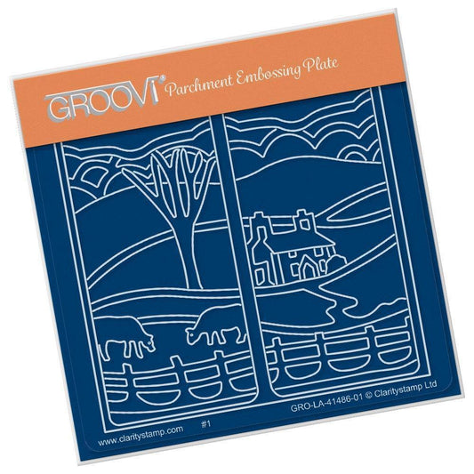 Room With a View 2 - Cows in a Field A6 Square Groovi Plate