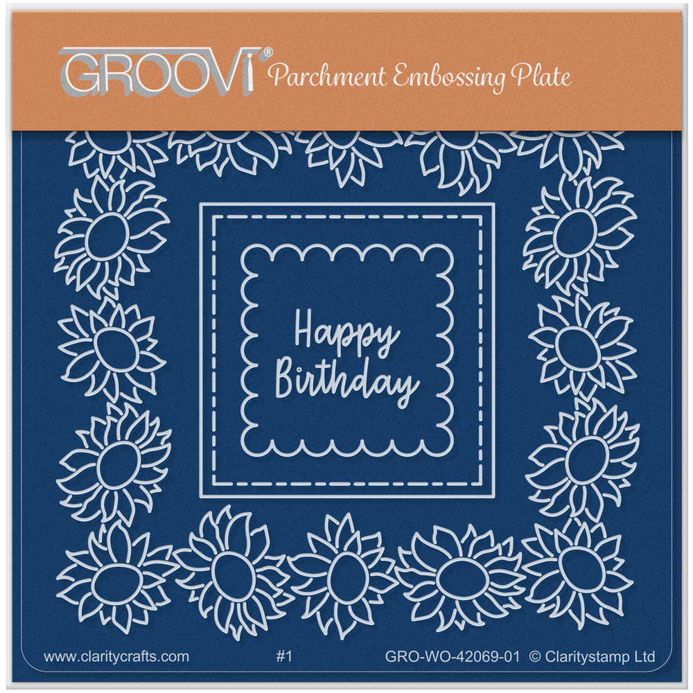 Happy Birthday Square Floral Frame A6 Square Groovi Plate