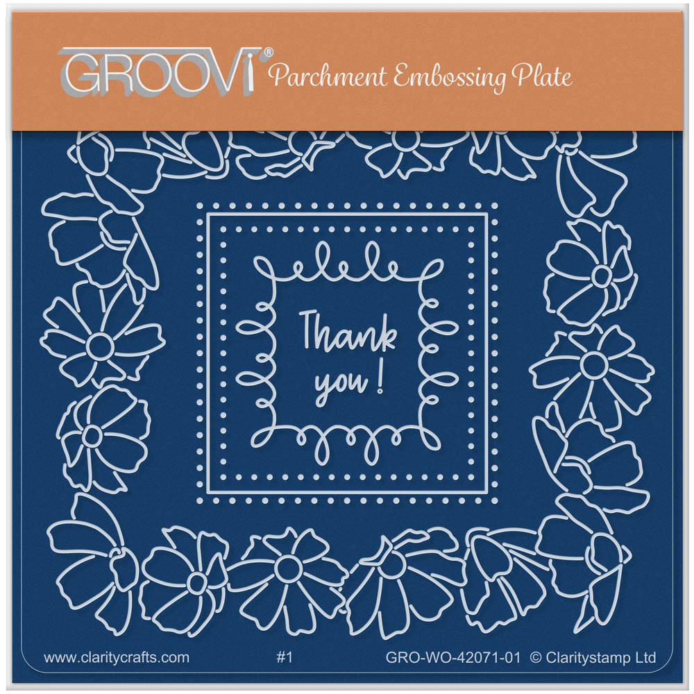 Thank You! Square Floral Frame A6 Square Groovi Plate