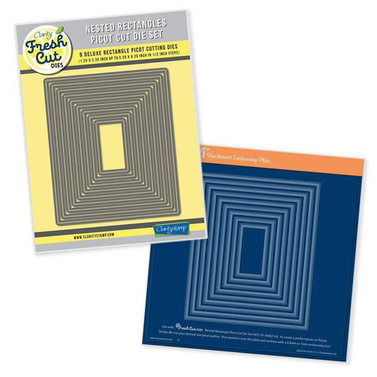 Nested Rectangles Picot Cut Die Set & Groovi Plate