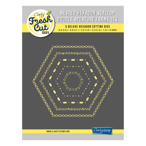 Nested Hexagon Scallop Doodle Aperture Frame-its Die Set
