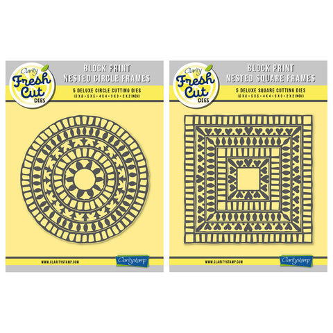 Block Print - Nested Circle & Square Frames Clarity Fresh Cut Die Duo