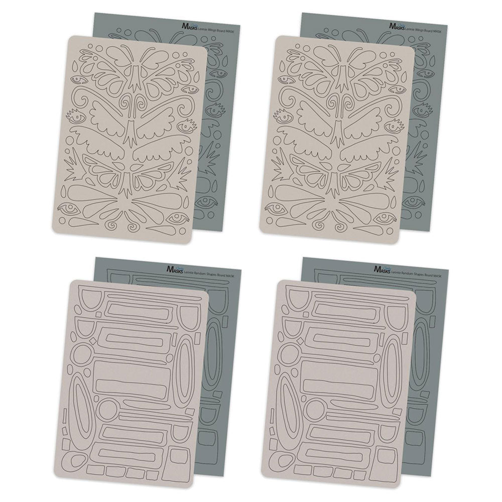 CLEARANCE Leonie's Wings & Abstract Shapes + MASKS Clarity Mix Media Boards