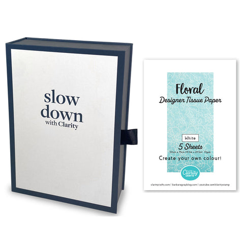 Slow Down with Clarity Deluxe Book Box Storage & Tissue Paper