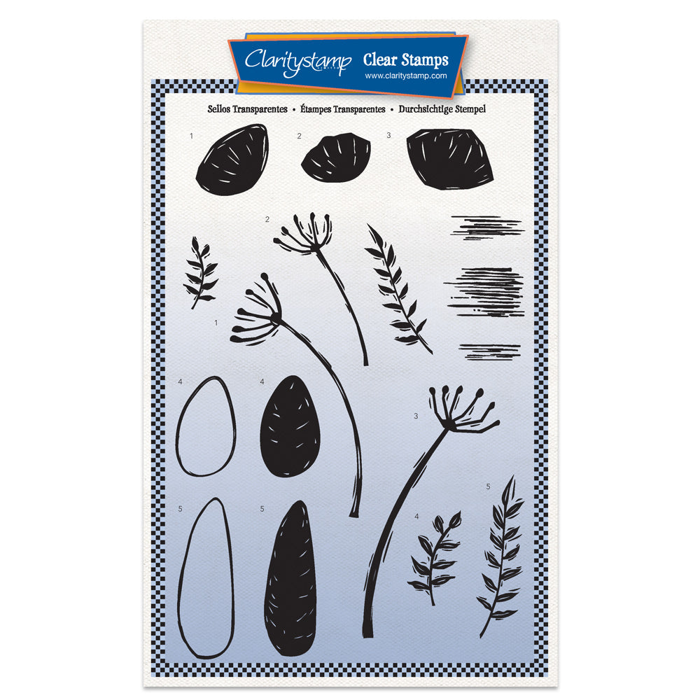 Linocut Floral - Allium A5 Stamp Set