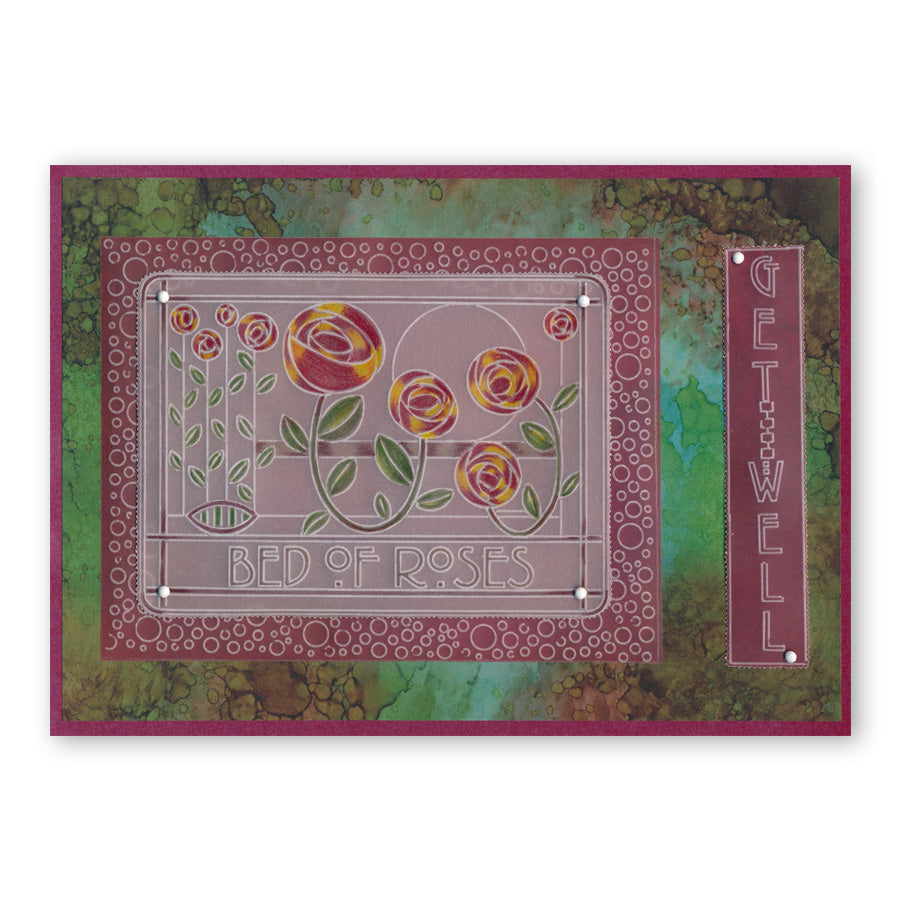 Art Nouveau Bed of Roses A6 Groovi Plate