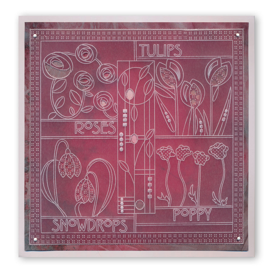 Art Nouveau Bed of Roses A6 Groovi Plate