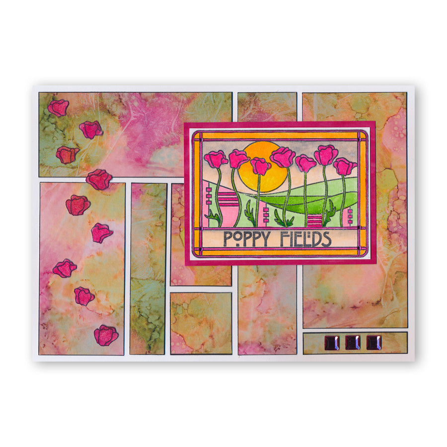Art Nouveau Bed of Roses & Poppy Fields A5 Stamp Set