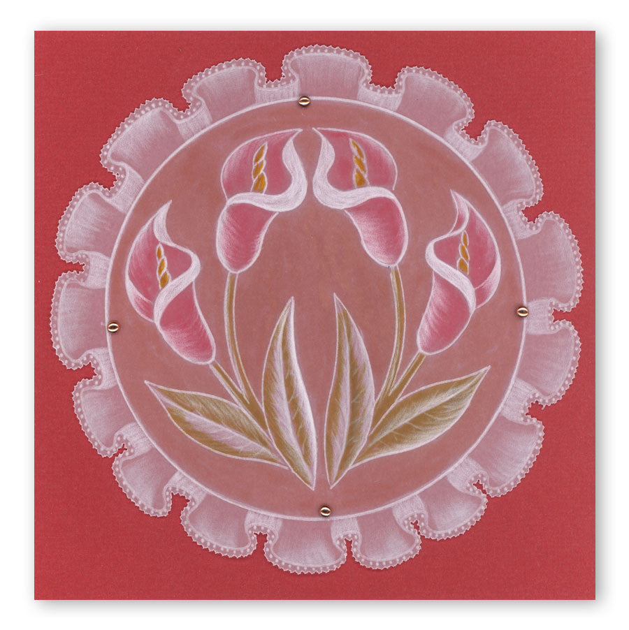 Art Nouveau Lilies A5 Square & Groovi Border Plate Set