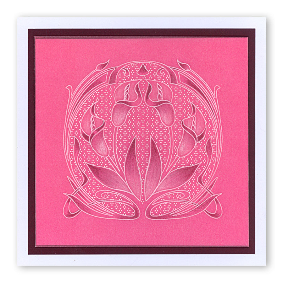 Art Nouveau Lilies A5 Square & Groovi Border Plate Set
