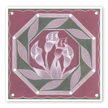 Art Nouveau Lilies A5 Square & Groovi Border Plate Set