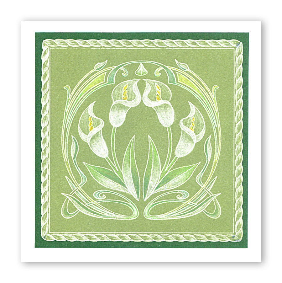 Art Nouveau Lilies A5 Square & Groovi Border Plate Set