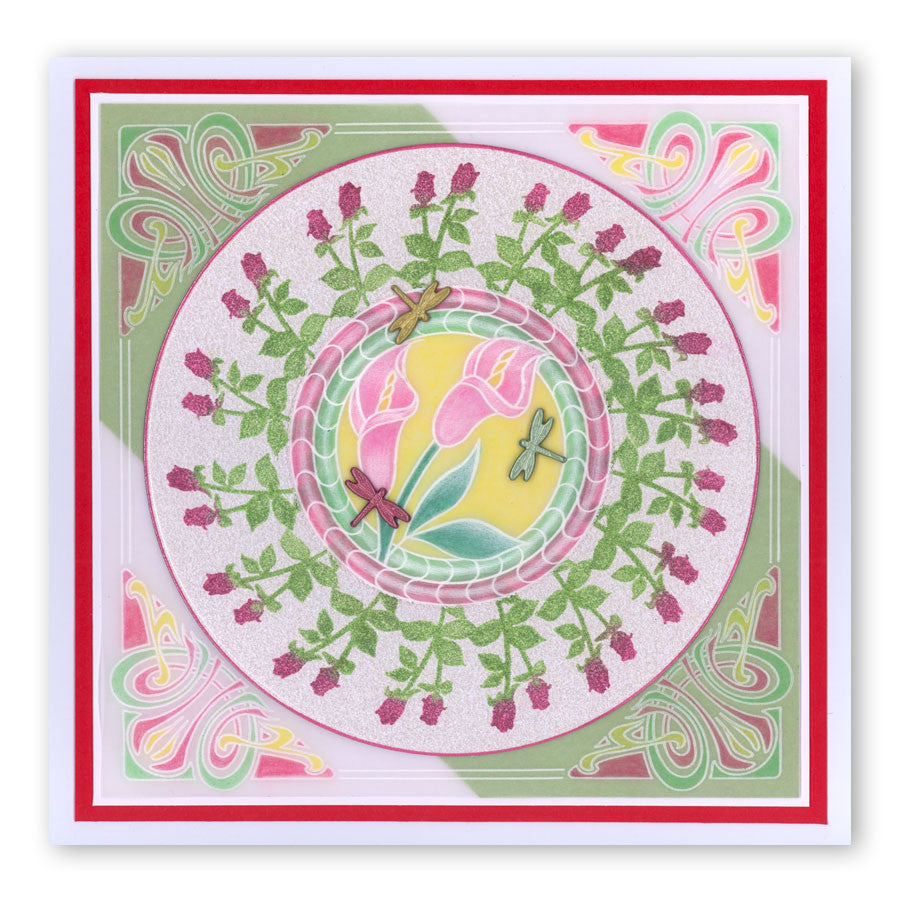 Art Nouveau Lilies A5 Square & Groovi Border Plate Set