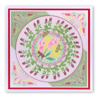 Art Nouveau Lilies A5 Square & Groovi Border Plate Set