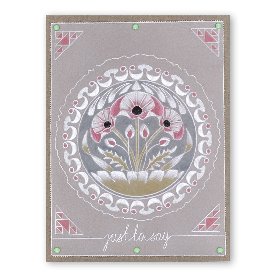 Art Nouveau Poppies A5 Square & Groovi Border Plate Set