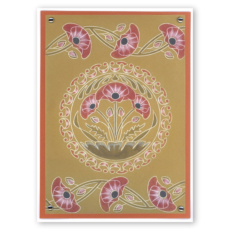 Art Nouveau Poppies A5 Square & Groovi Border Plate Set