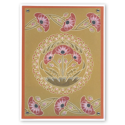 Art Nouveau Poppies A5 Square & Groovi Border Plate Set