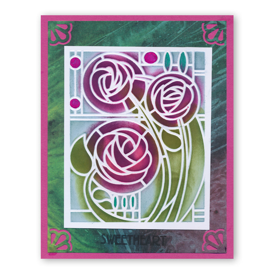 Art Nouveau Eden Roses A5 Stencil