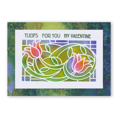 Art Nouveau Lilies A5 Stencil