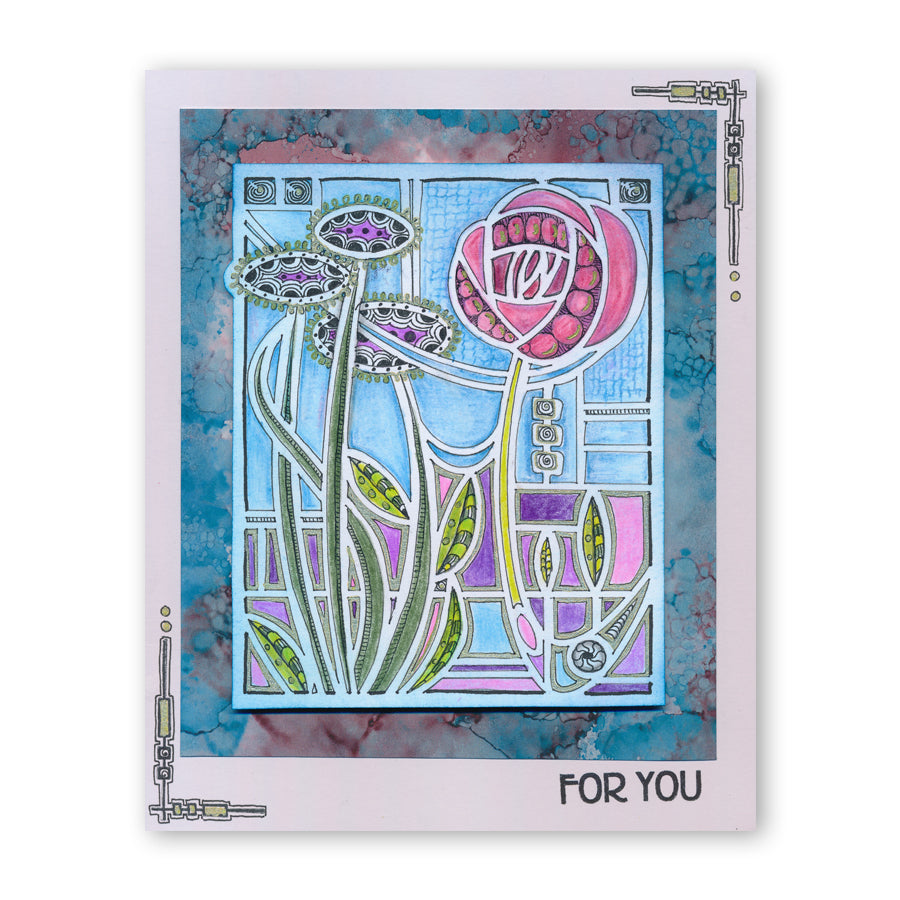 Art Nouveau Damask Rose A5 Stencil