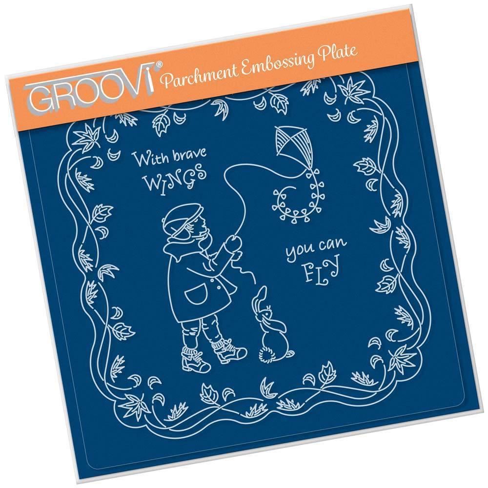 Linda's Children - Autumn - Boy With Kite - A5 Square Groovi Plate