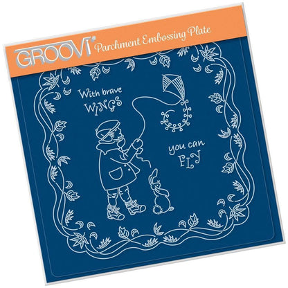 Linda's Children - Autumn - Boy With Kite - A5 Square Groovi Plate
