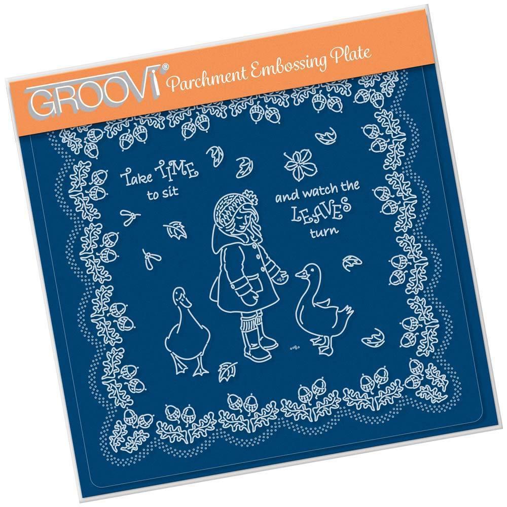 Linda's Children - Autumn - Girl With Geese - A5 Square Groovi Plate