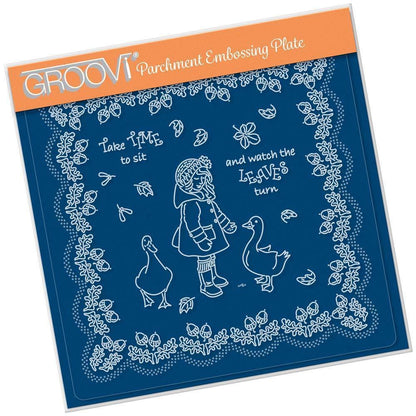 Linda's Children - Autumn - Girl With Geese - A5 Square Groovi Plate