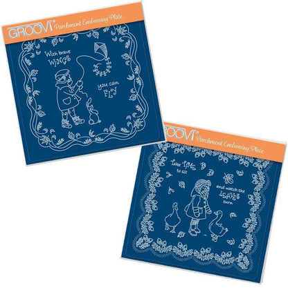 Linda's Children - Autumn A5 Square Groovi Plate Pair
