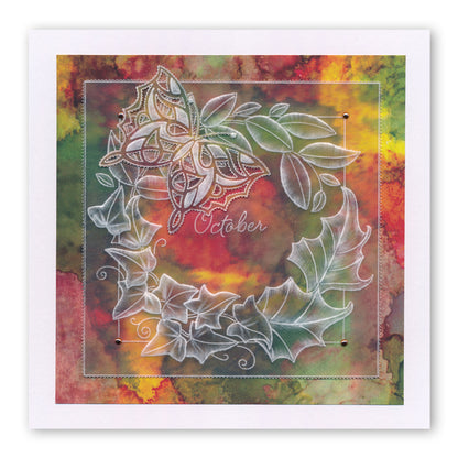 CLEARANCE Leafy Wreath Round A5 Square Groovi Plate