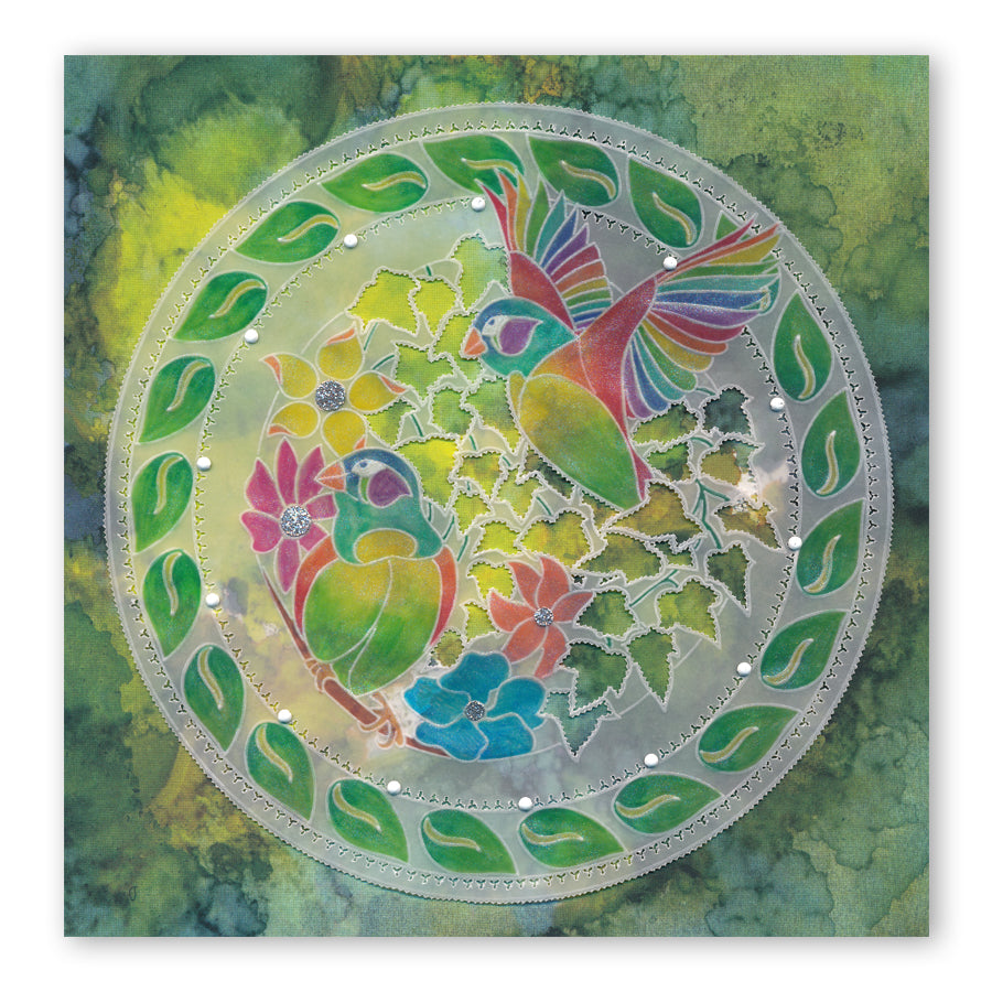 CLEARANCE Leafy Birds Round A5 Square Groovi Plate