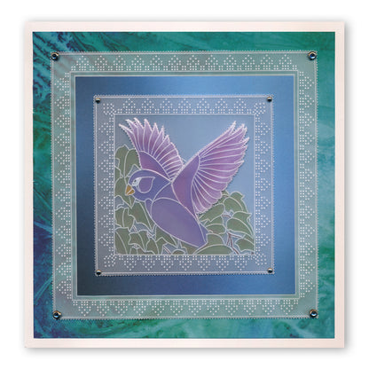 CLEARANCE Leafy Birds Round A5 Square Groovi Plate