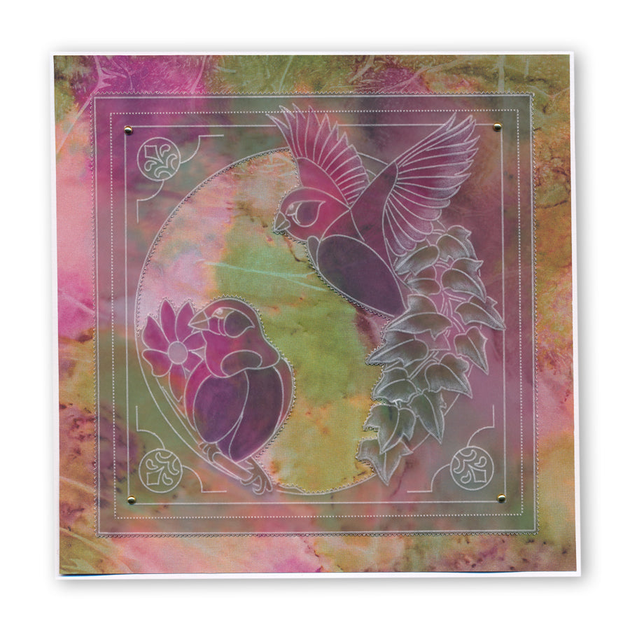 CLEARANCE Leafy Birds Round A5 Square Groovi Plate