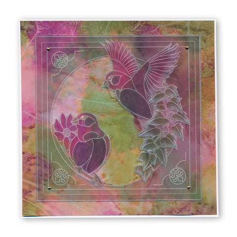 Leafy Birds Round A5 Square Groovi Plate