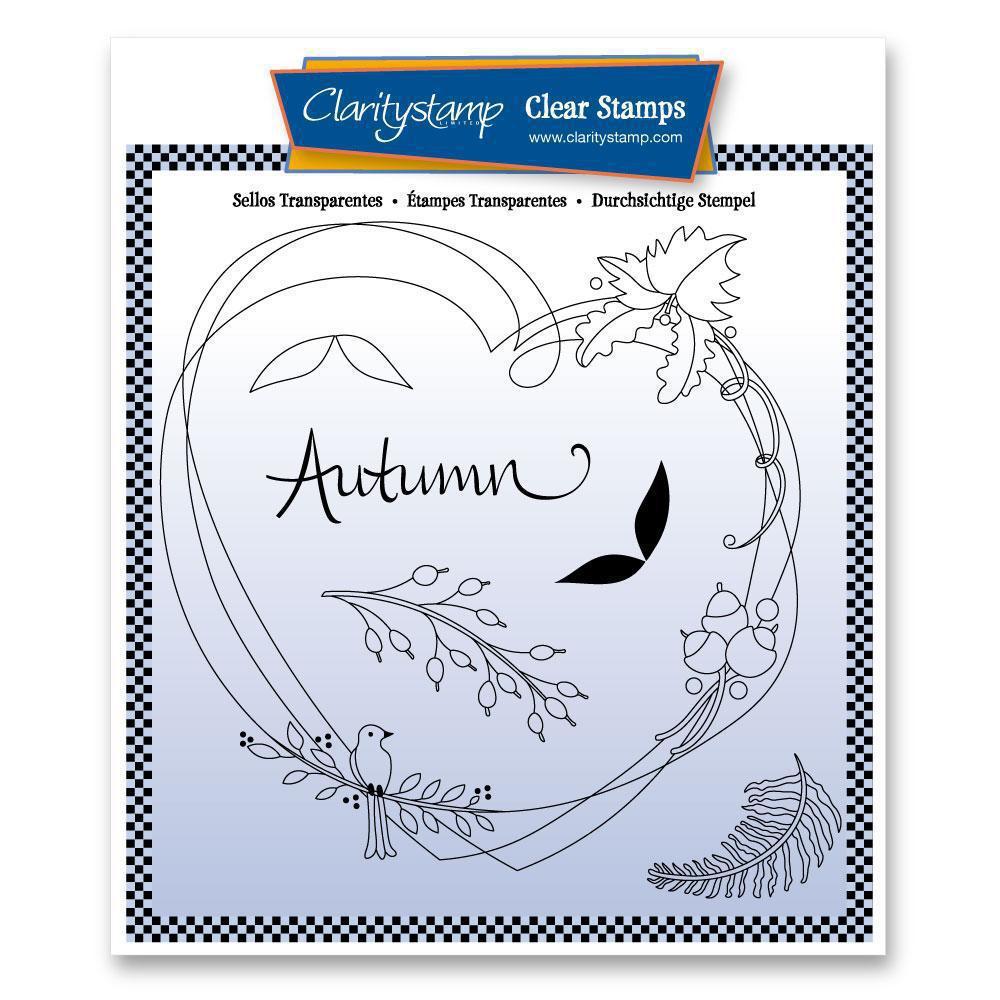 Entwined Autumn Heart Wreath A5 Square Stamp Set