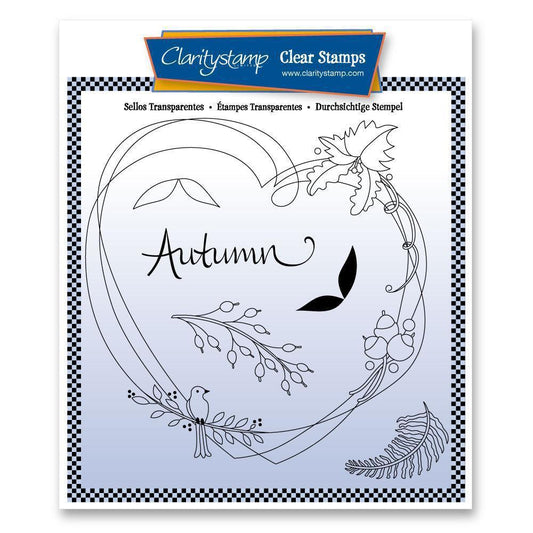 Entwined Autumn Heart Wreath A5 Square Stamp Set