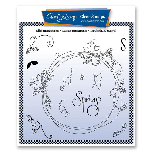 Entwined Spring Circle Wreath A5 Square Stamp Set