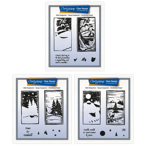 Barbara's Winter Linocut A5 Square Stamp Collection