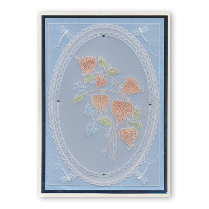 Barbara's Chinese Lantern Spray & Dragonflies A6 & Spacer Groovi Plate Trio