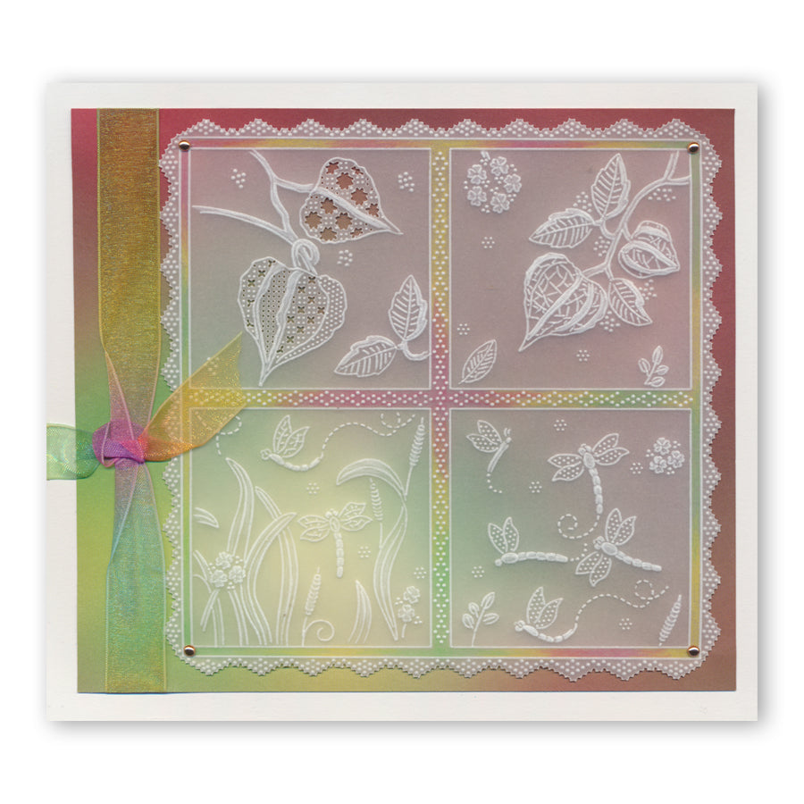 Barbara's Chinese Lantern Spray & Dragonflies A6 & Spacer Groovi Plate Trio