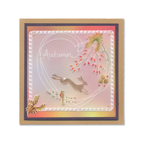 Entwined Autumn Heart Wreath A5 Square Groovi Plate