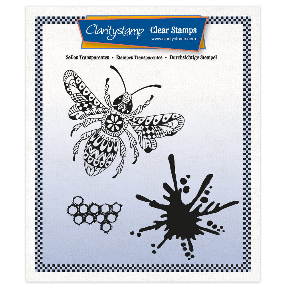 CLEARANCE A Funky Bee A5 Square Stamp & Mask Set